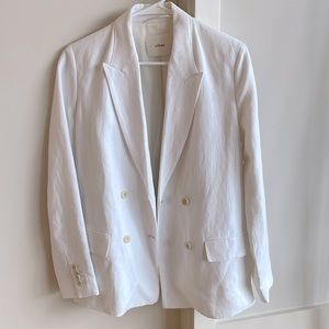 Aritzia Wilfred Destiny Linen Blazer, White, size 0 BRAND NEW